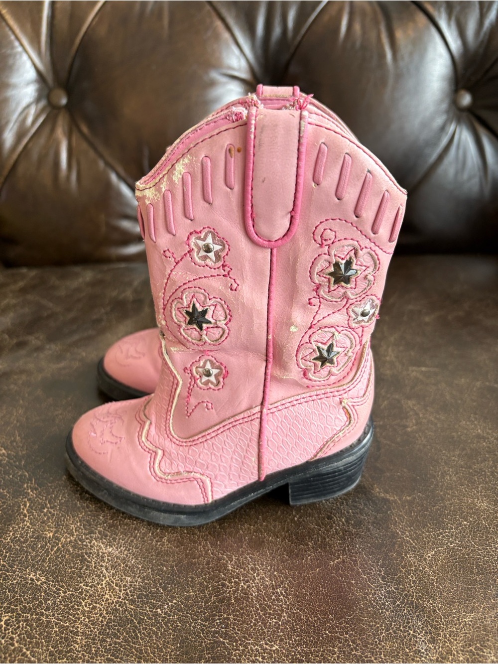 Roper Pink Girls' Star Studded Western Boots Size 5